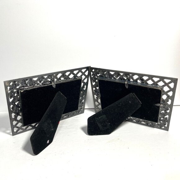 Vintage Pewter Floral Rose Vine Double Picture Frame set of 2 - Picture 8 of 8